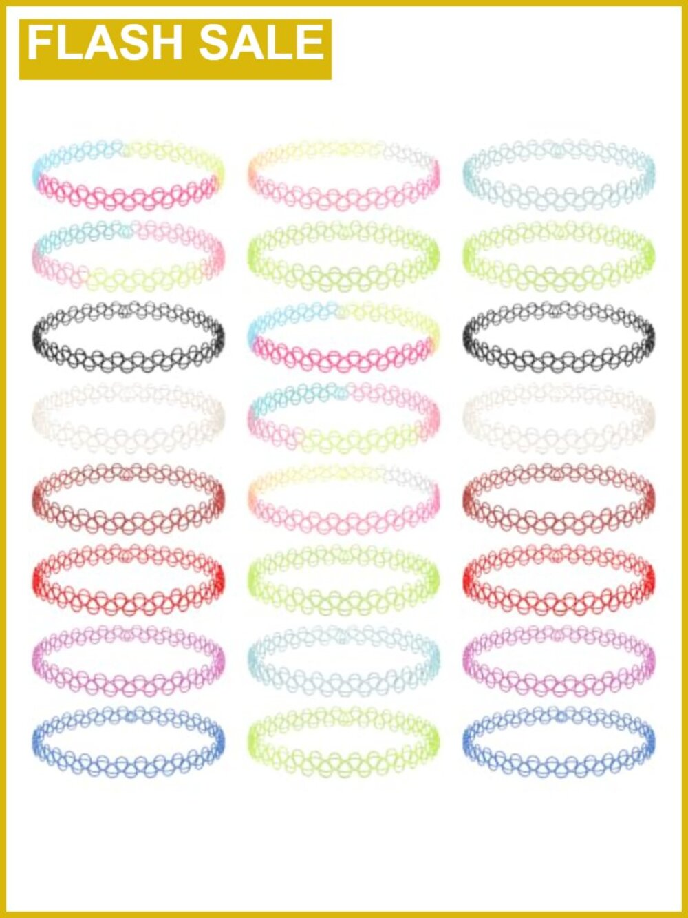 Tattoo Choker Necklace Set Stretchy Elastic Vintage 90s Y2K Fashion Jewelry